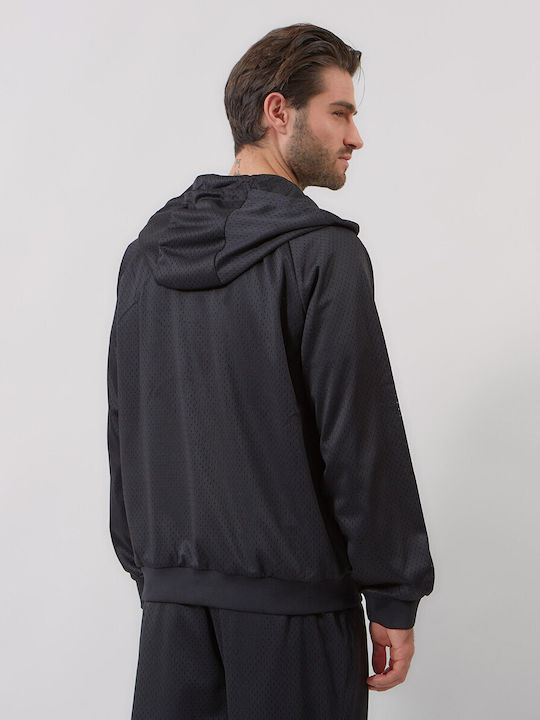 Men's Cardigan with Hood Black