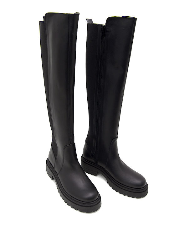 Leder Damenstiefel Schwarz