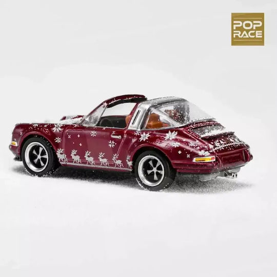 Machetă Mașină Porsche Singer Targa 2023 Ediția de Crăciun Roșu Scara 1:64 Pop Race