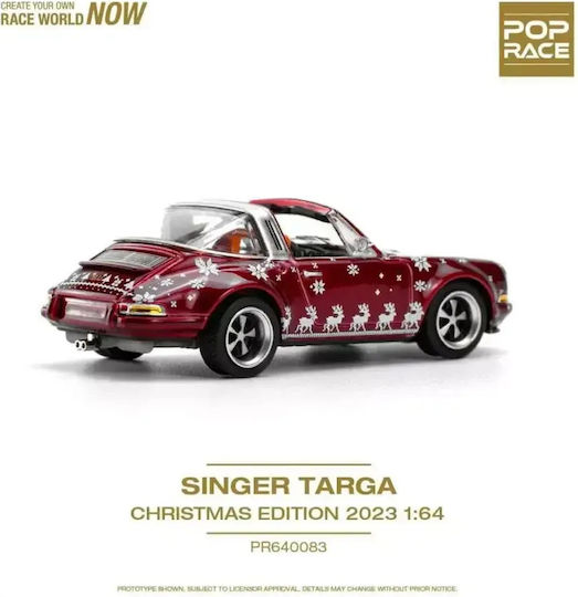 Machetă Mașină Porsche Singer Targa 2023 Ediția de Crăciun Roșu Scara 1:64 Pop Race