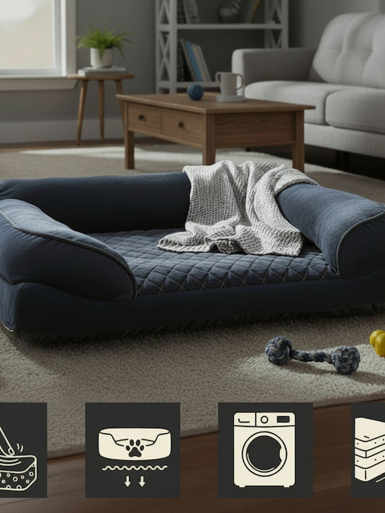 Sofa Dog Bed Orthopedic Black 80x65cm