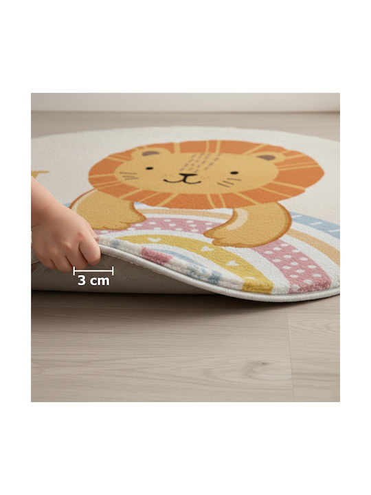 Στρογγυλό Παιδικό Play Rug “Lion Laughs” – Μαλακό 3εκ. Ø120 εκ.