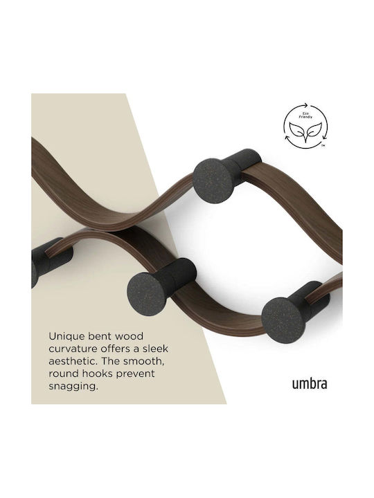 Umbra Wall Hanger Wooden 6 Hooks Black 51x15x6cm