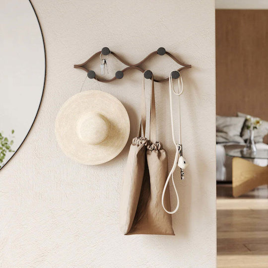 Umbra Wall Hanger Wooden 6 Hooks Black 51x15x6cm