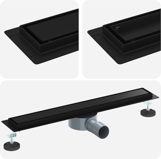 vidaXL Siphon Spülbecken mit Größe 60x11cm Schwarz