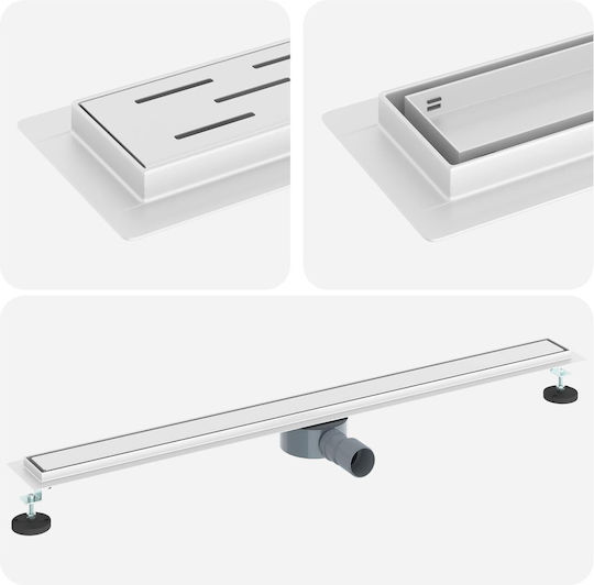 vidaXL Siphon Spülbecken mit Größe 100x11cm Silber