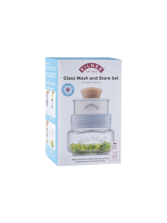 KIlner Set 5 Pieces General Use Glass Jars with Lid Grey 500ml