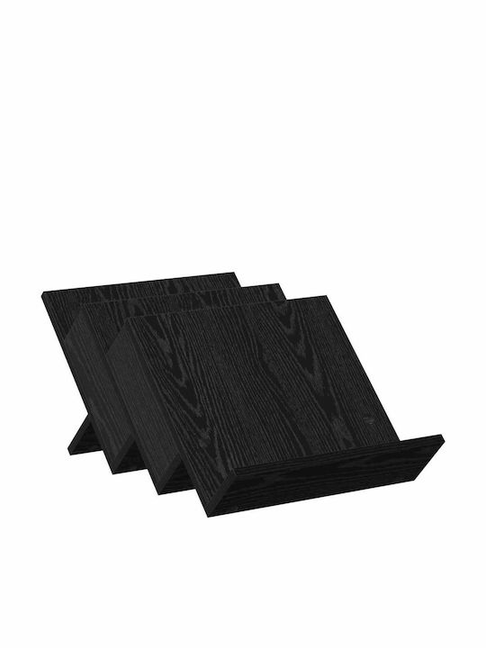 vidaXL Wooden Magazine Rack Black 40x28.5x53cm