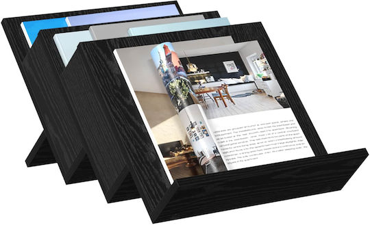 vidaXL Wooden Magazine Rack Black 40x28.5x53cm