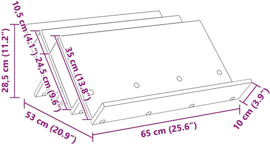 vidaXL Zeitschriftenständer Hölzernes Weiß 53x28.5x65cm 1Stück