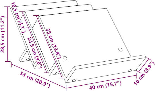 vidaXL Стойка за списания Дърво Бял 40x28.5x53бр 1бр