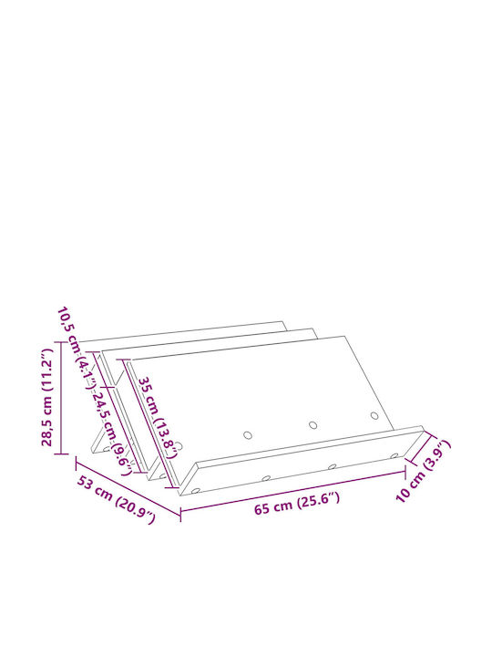 vidaXL Suport Reviste Lemn Gri 53x28.5x65buc 1buc