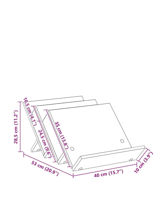 vidaXL Стойка за списания Дърво Кафяв 40x28.5x53бр 1бр