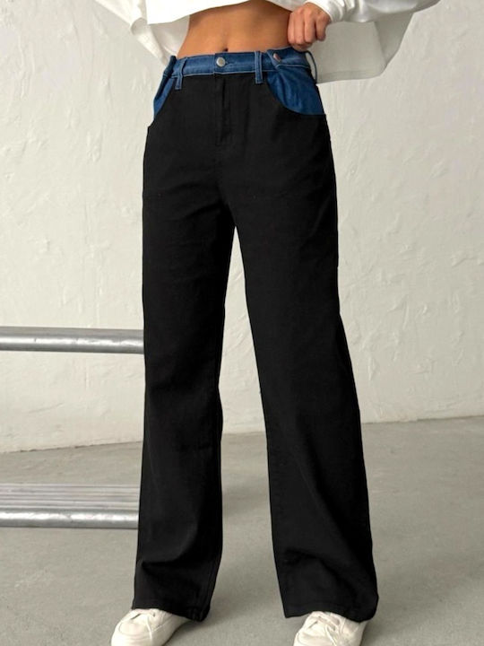 Hoch tailliert Damenjeans in Boyfriend-Passform Black