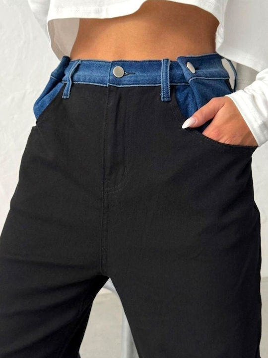 Hoch tailliert Damenjeans in Boyfriend-Passform Black
