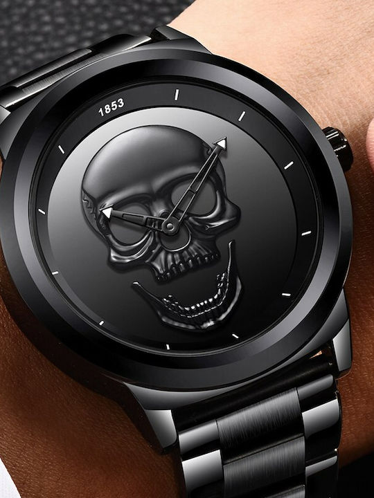 Lige Мъжки Часовник 44mm На Батерия с Черна Метална Гривна