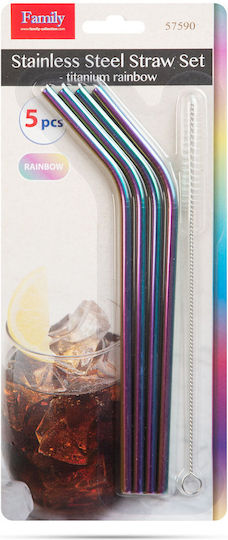 Regenbogen Titanium Edelstahl Strohhalme Set 215 X 6 Mm 5 Stücke