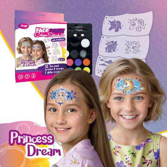 Dream Princess Face Paint Set 6 Tytoo Stencils