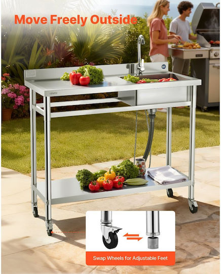 Vevor Chiuvetă comercială Single DSCDGZT120CMXH2J6001V0 120x50x105.5cm