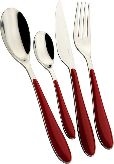 Casa Bugatti Set de Tacâmuri Inoxidabil Roșii 24buc