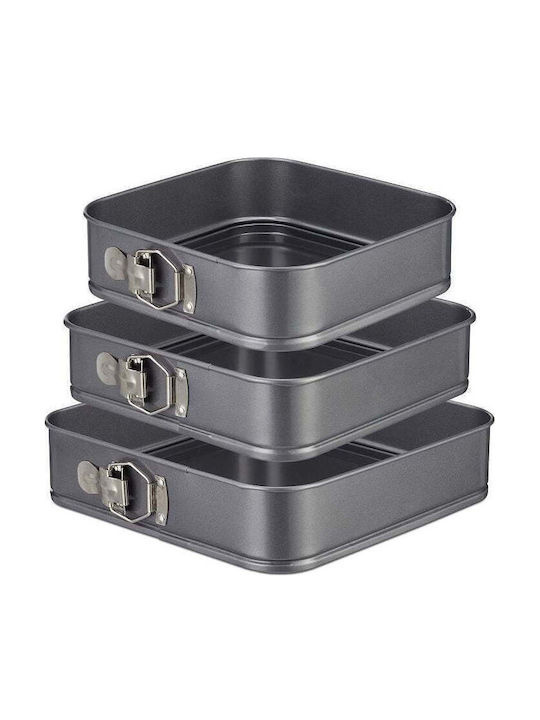 Formă de Patiserie din Oțel Inoxidabil cu Bază Detașabilă 3buc