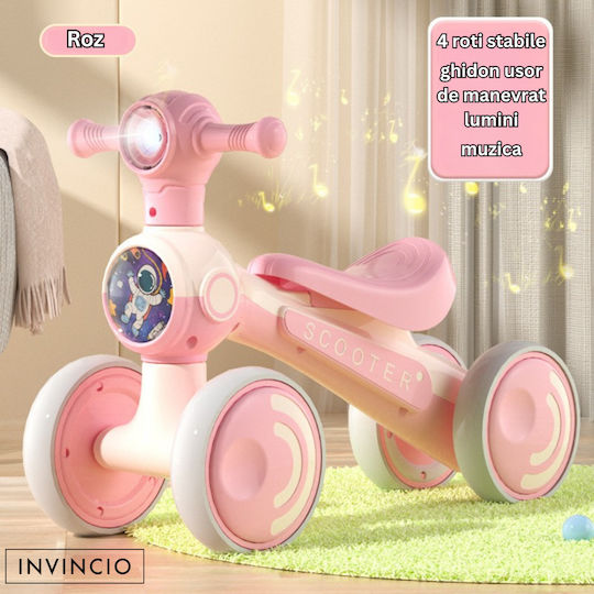 Invincio Проходилка Ride On за 12++ Месеца със Звуци Розова
