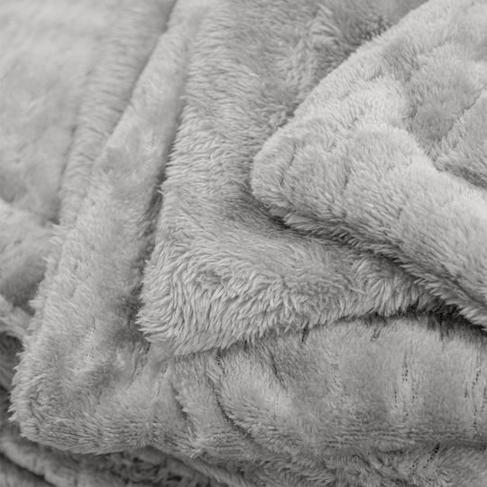 Lino Home Κουβέρτα Sherpa Μονή 160x220εκ. Ασημί