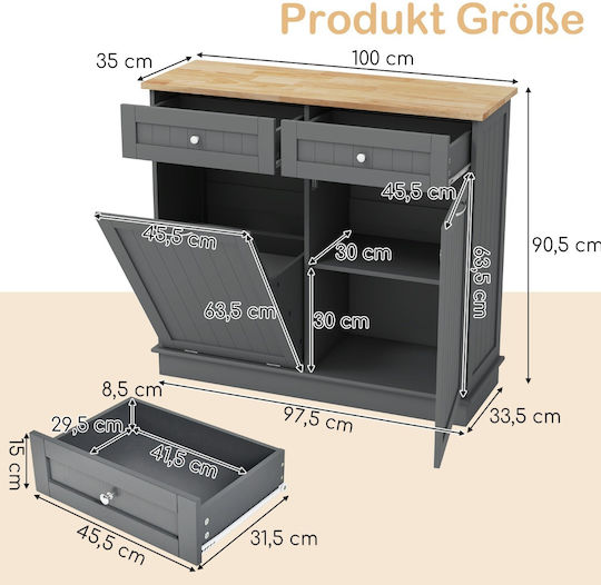 Επιδαπέδιο Ντουλάπι Γκρι 100x35x90.5εκ.