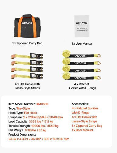 Vevor Car Luggage Strap with Ratchet 8x8cm CLJGTJ2LTXBPN6TE9001V0