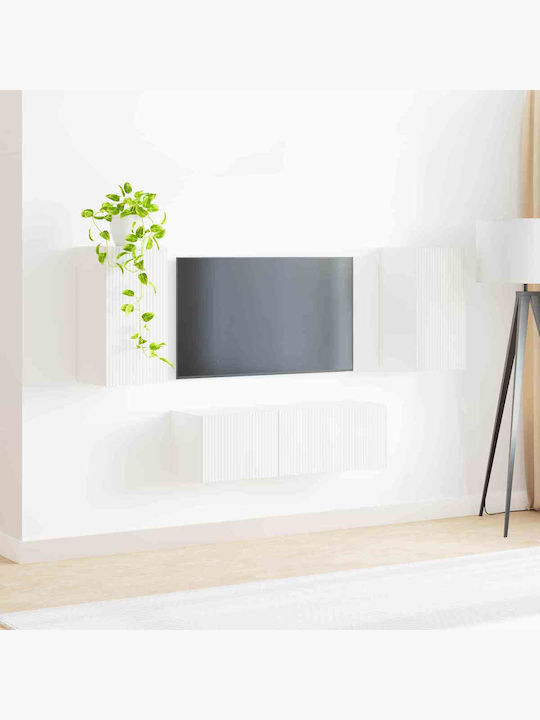 Living Room TV Unit with Showcase & Lighting White L60xW31xH29.5cm