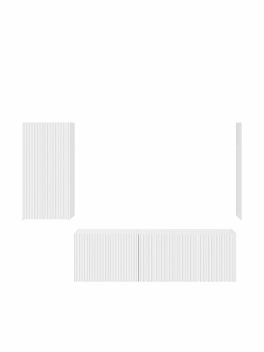 Living Room TV Unit with Showcase & Lighting White L60xW31xH29.5cm
