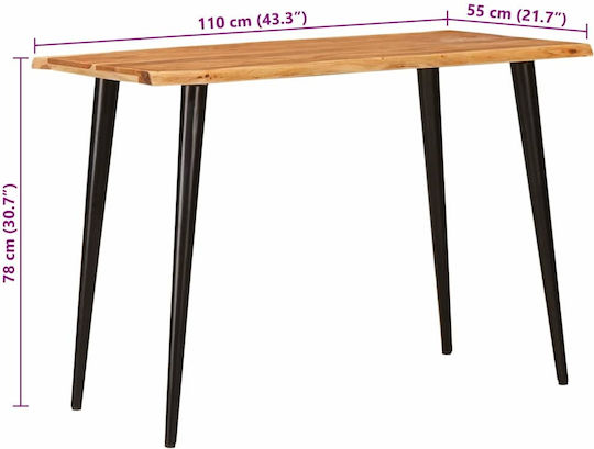 Table Dining Room from Solid Wood Brown and black 110x55x75cm