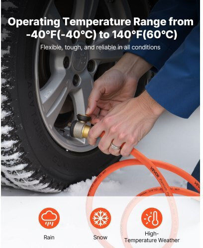 Vevor Flexible Air Hose 6.35mm X 76.2m Hybrid Lightweight Durable Folds 300 Psi Orange Kqrg1ptkqrgrh27az001v0