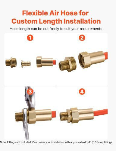 Vevor Flexible Air Hose 6.35mm X 76.2m Hybrid Lightweight Durable Folds 300 Psi Orange Kqrg1ptkqrgrh27az001v0
