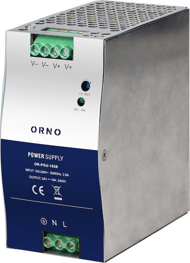 Orno Τροφοδοτικό Ράγας με Έξοδο 24V και Ισχύ 240W 10A