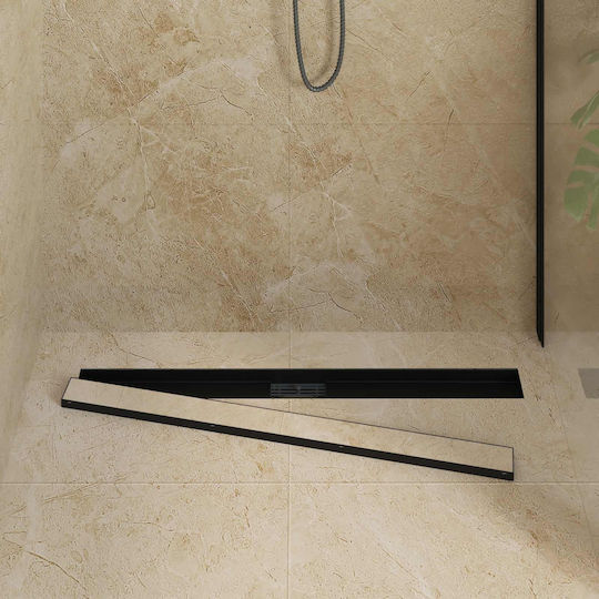 vidaXL Oțel inoxidabil Sifon pardoseală cu Dimensiune 90x11cm Negru