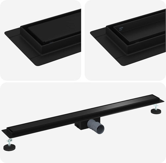 vidaXL Siphon Boden mit Größe 100x11cm Schwarz