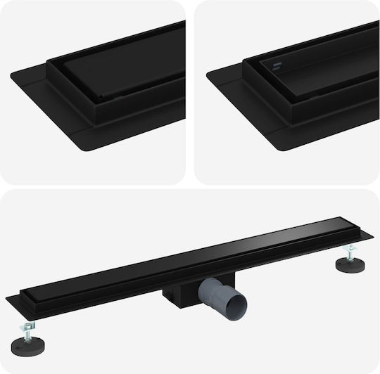 vidaXL Siphon Boden mit Größe 80x11cm Schwarz