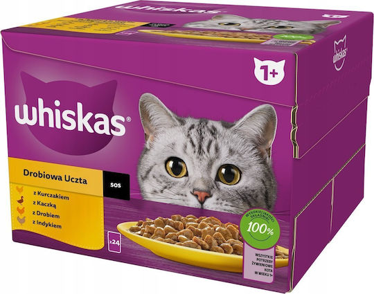 Whiskas Wet Food for Cats with Chicken, Duck, Poultry and Turkey 24x85gr