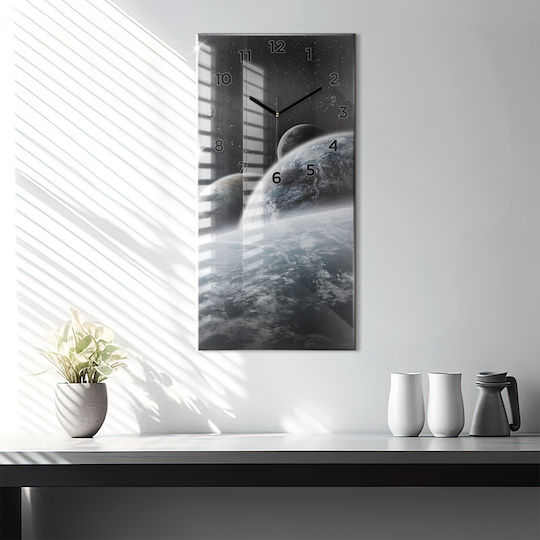 Tulup Silent Ceas de Perete Sticlă Negru 30x60cm