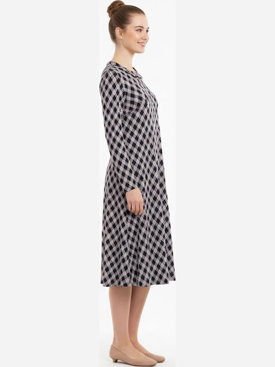 Midi Damenkleid Mit All-Over-Print In Hellrosa