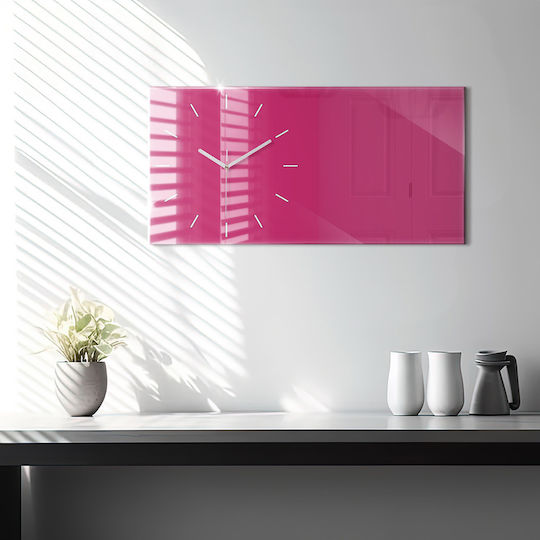 Tulup Αθόρυβο Ρολόι Τοίχου Γυάλινο Ροζ 60x30cm