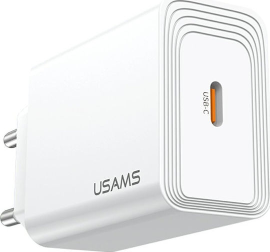 Usams Charger Without Cable with USB-C Port 20W Quick Charge 3.0 Whites (T69)