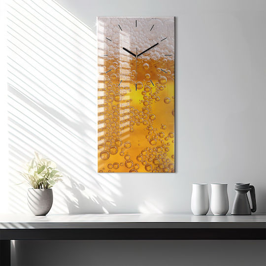 Tulup Αθόρυβο Ρολόι Τοίχου Γυάλινο Κίτρινο 30x60cm