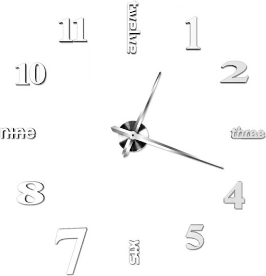3D Creative Mirror DIY 3D Wall Clock Sticker Mirror Silver Ø120cm