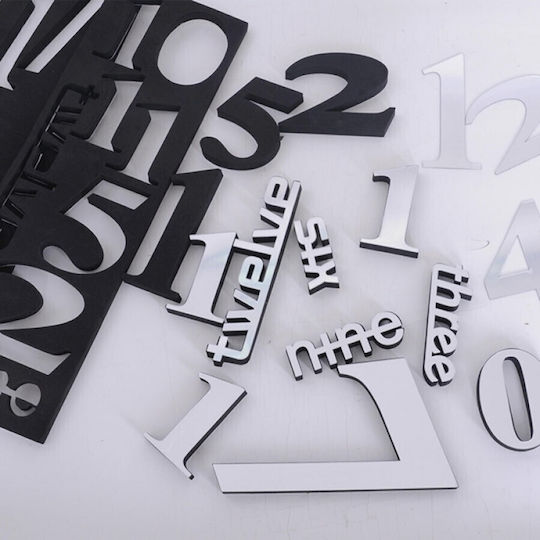 3D Creative Mirror DIY 3D Wall Clock Sticker Mirror Silver Ø120cm