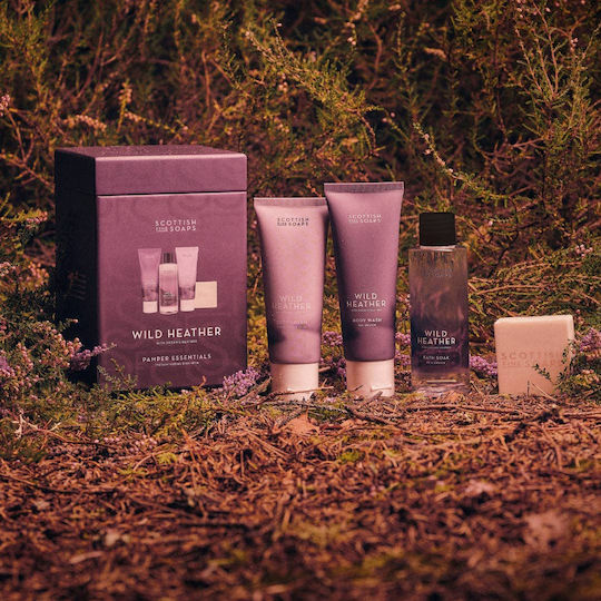 The Scottish Fine Soaps Wild Heather Pamper Essentials Skin Care Set for Body Cleaning 4pcs