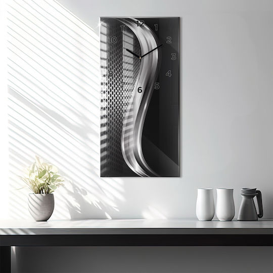 Tulup Silent Ceas de Perete Sticlă Negru 30x60cm