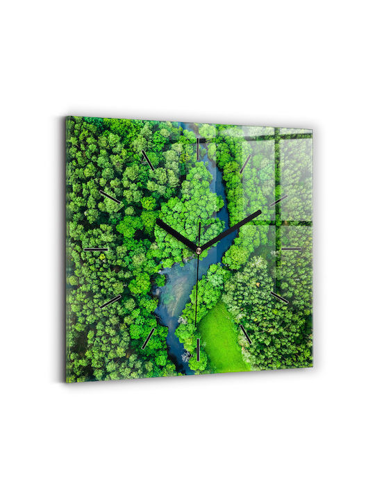 Tulup Silent Wall Clock Glass Green 30x30cm
