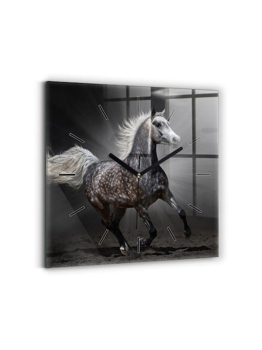 Tulup Silent Ceas de Perete Sticlă Negru 30x30cm